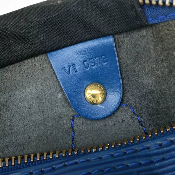 LOUIS VUITTON LV Logo Speedy 30 Travel Hand Bag Epi Leather Blue M43005 86YF352 - Picture 13 of 14